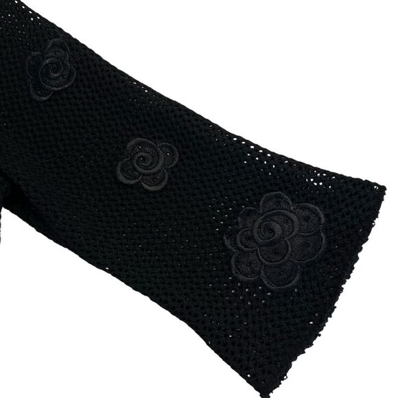 Elana Womens Y2K Crochet Knit Bolero Sweater Size M Floral Applique Whimsigoth - Picture 4 of 9